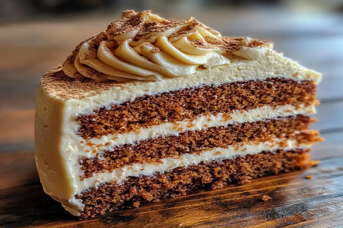 Cream Cheese Frosting Recipes - A close-up of a three-layer moist carrot cake slice with Cream Cheese Frosting Recipes